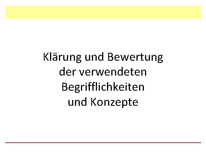 Klärung und Bewertung der verwendeten Begrifflichkeiten und Konzepte 