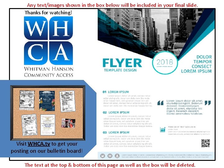 Any text/images shown in the box below will be included in your final slide.