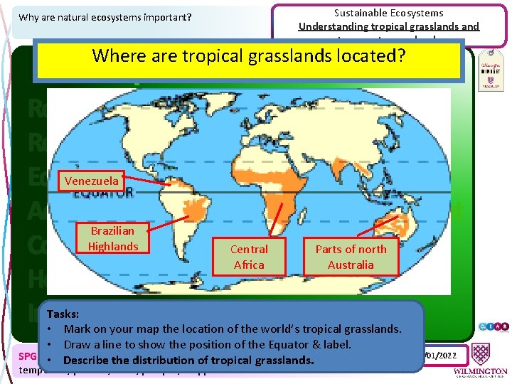 Sustainable Ecosystems Understanding tropical grasslands and temperate grasslands Why are natural ecosystems important? Where