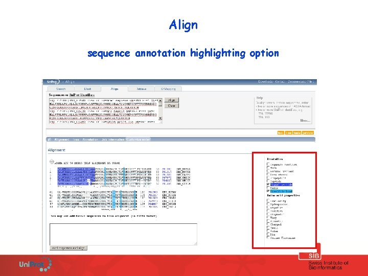 Align sequence annotation highlighting option 