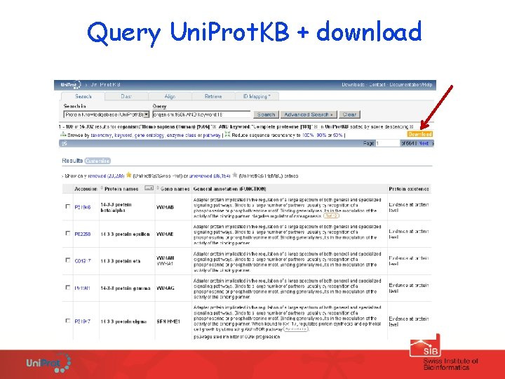 Query Uni. Prot. KB + download 