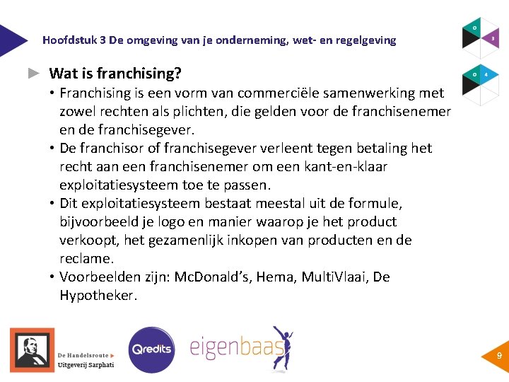 Hoofdstuk 3 De omgeving van je onderneming, wet- en regelgeving ► Wat is franchising?