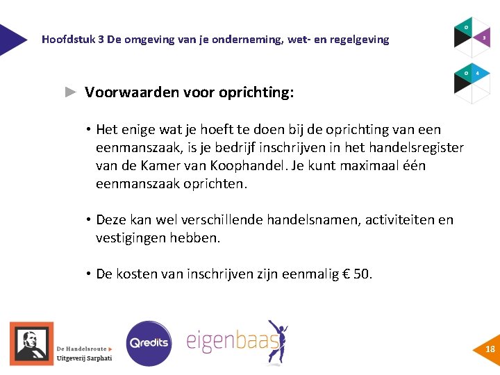 Hoofdstuk 3 De omgeving van je onderneming, wet- en regelgeving ► Voorwaarden voor oprichting: