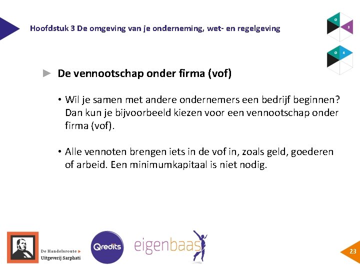 Hoofdstuk 3 De omgeving van je onderneming, wet- en regelgeving ► De vennootschap onder