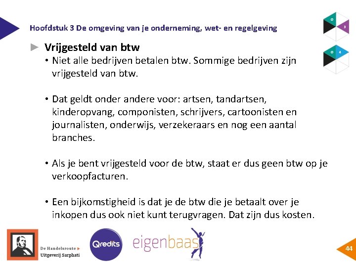 Hoofdstuk 3 De omgeving van je onderneming, wet- en regelgeving ► Vrijgesteld van btw