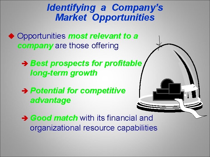 Identifying a Company’s Market Opportunities u Opportunities most relevant to a company are those