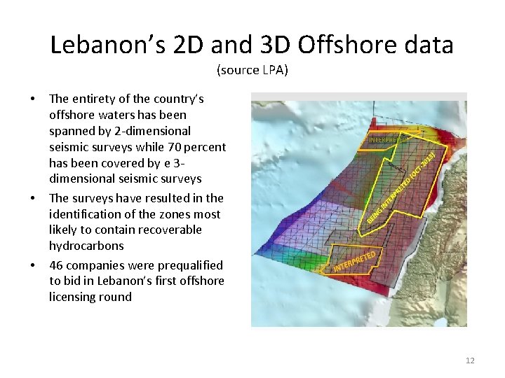 Lebanon’s 2 D and 3 D Offshore data (source LPA) • • • The