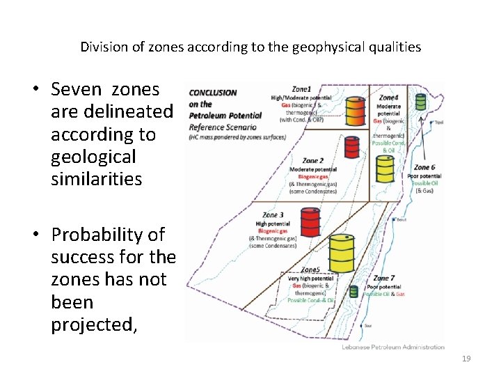 Division of zones according to the geophysical qualities • Seven zones are delineated according
