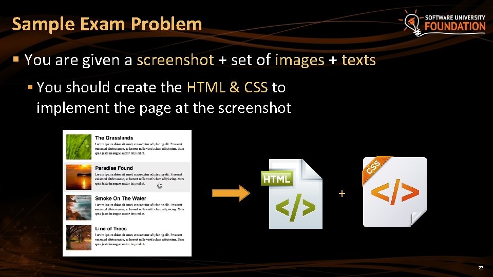 Sample Exam Problem § You are given a screenshot + set of images +