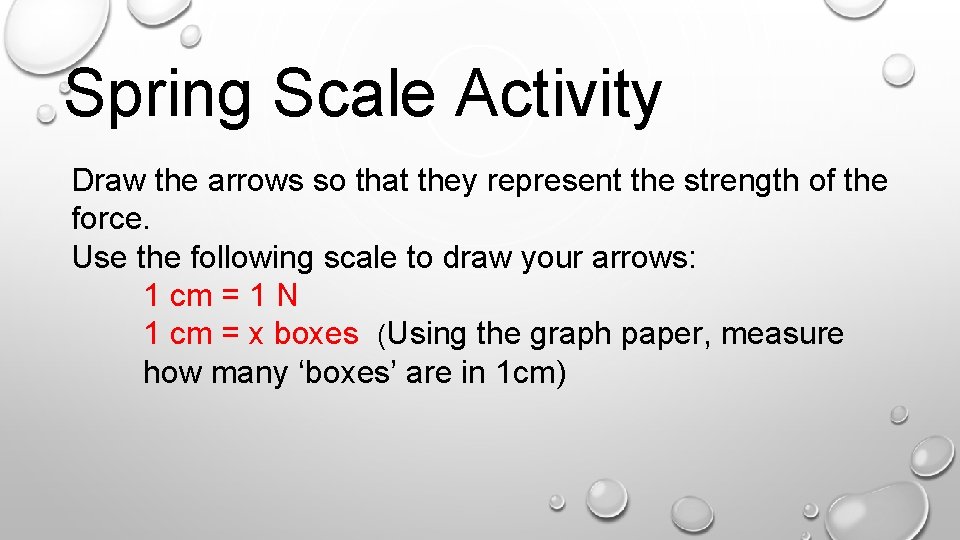 Spring Scale Activity Draw the arrows so that they represent the strength of the
