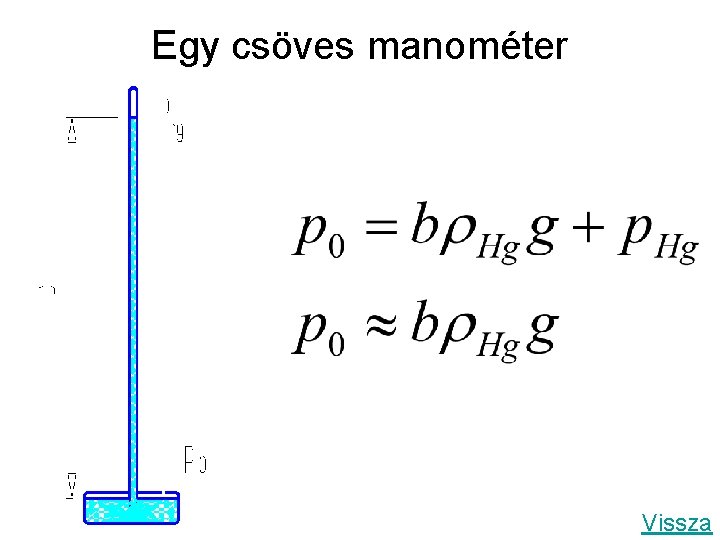 Egy csöves manométer Vissza 