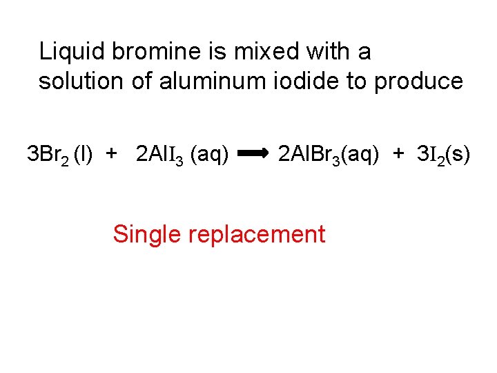 REVIEW Chemical Reactions Aluminum bromide breaks down into