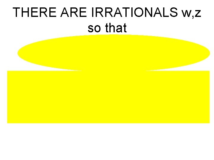 THERE ARE IRRATIONALS w, z so that • 