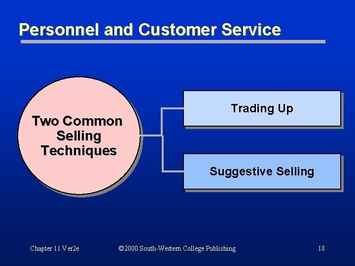 Personnel and Customer Service Two Common Selling Techniques Trading Up Suggestive Selling Chapter 11