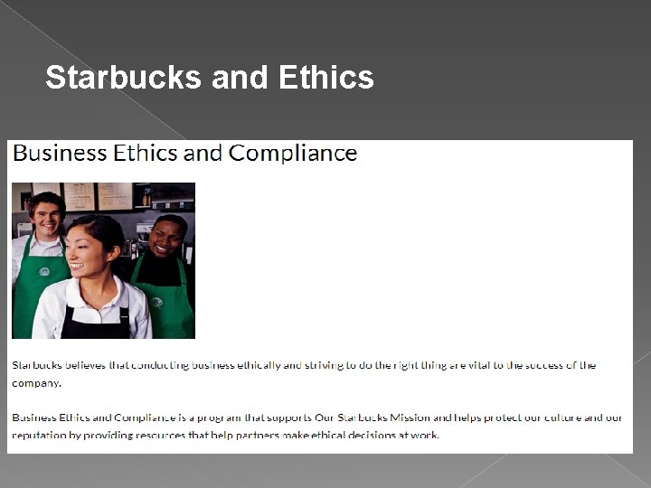 Starbucks and Ethics 