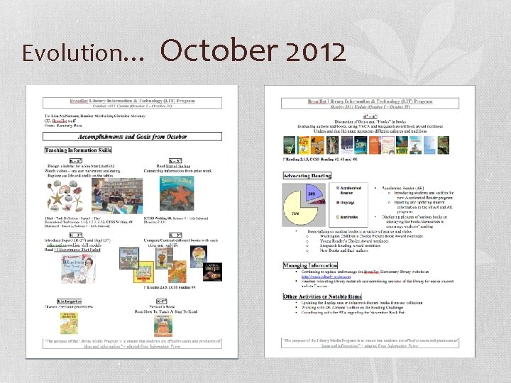 Evolution… October 2012 