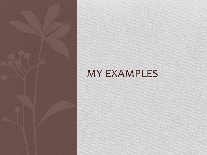 MY EXAMPLES 