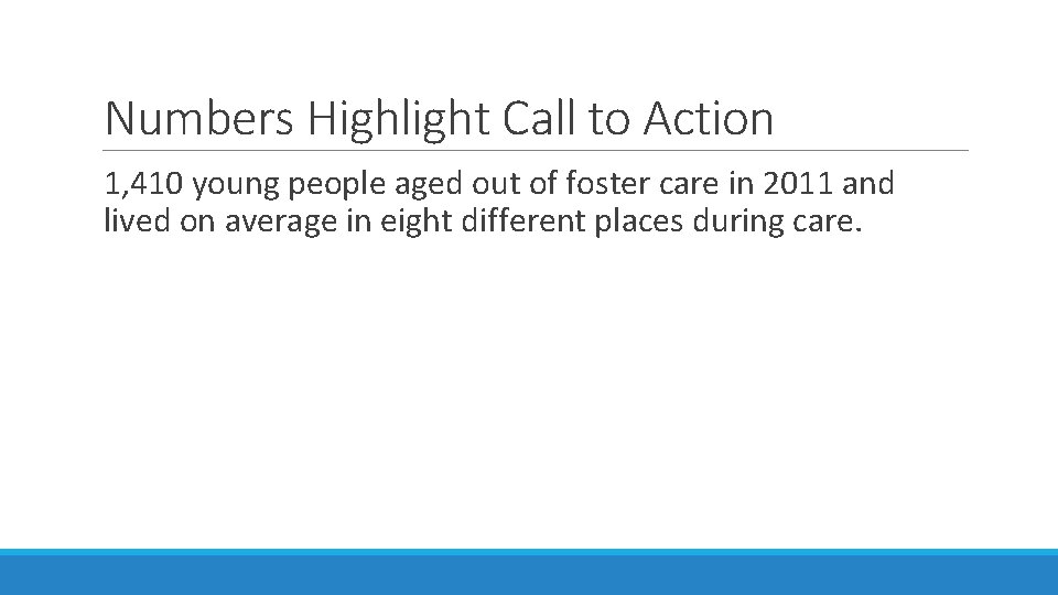 Numbers Highlight Call to Action 1, 410 young people aged out of foster care
