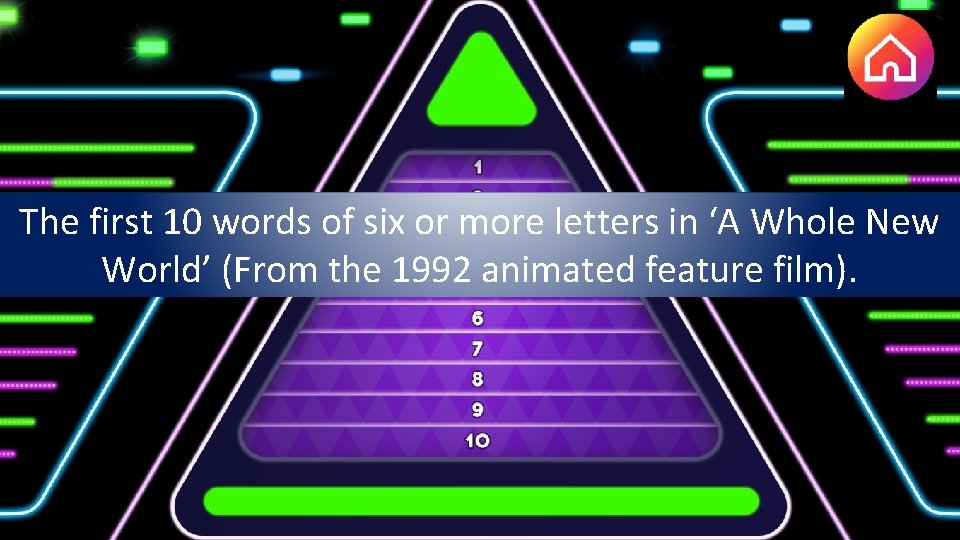 The first 10 words of six or more letters in ‘A Whole New World’