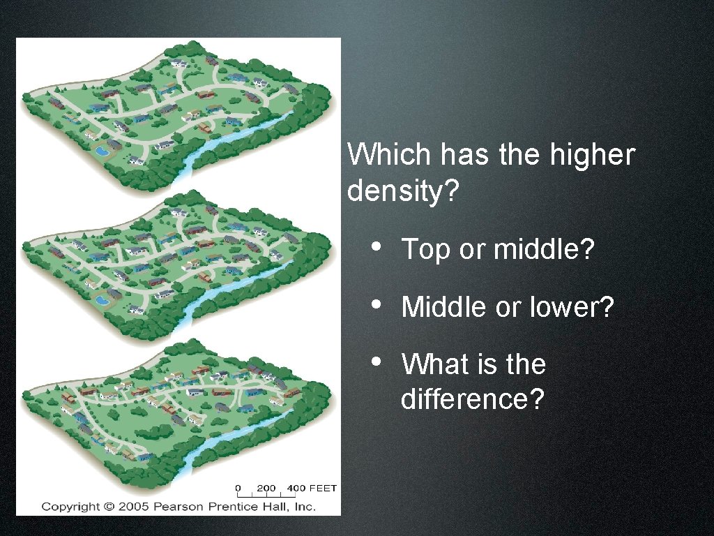  • Which has the higher density? • Top or middle? • Middle or