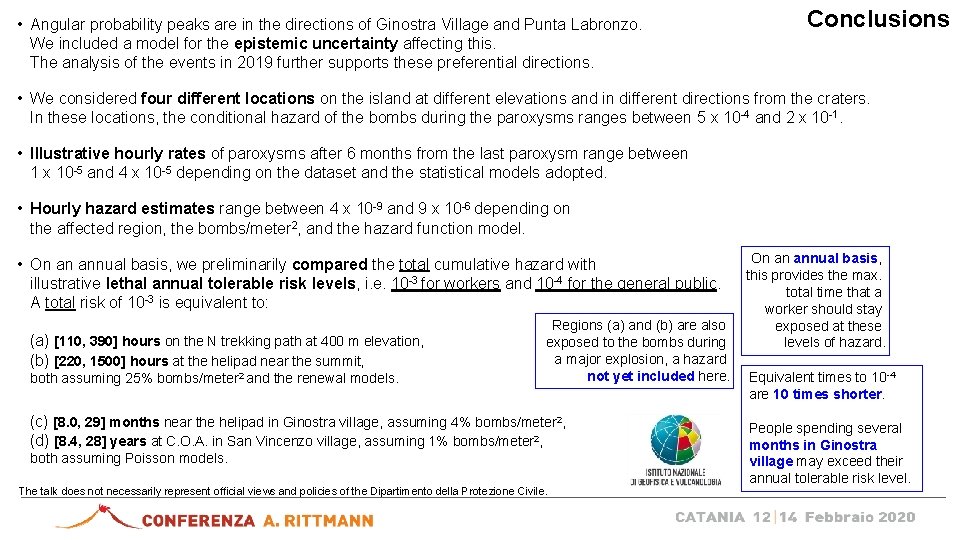  • Angular probability peaks are in the directions of Ginostra Village and Punta