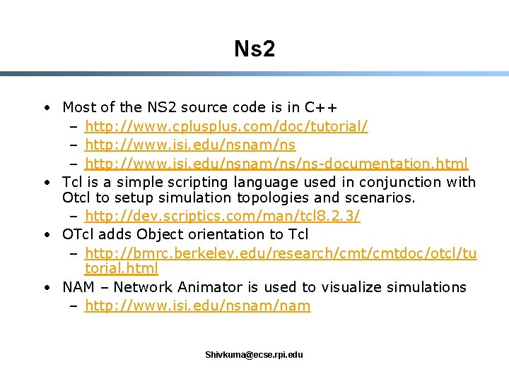 Experimental Networking ECSE 4963 Lab 2 Network Simulator