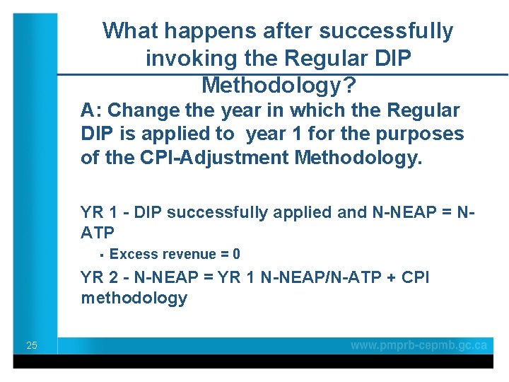 What happens after successfully invoking the Regular DIP Methodology? A: Change the year in