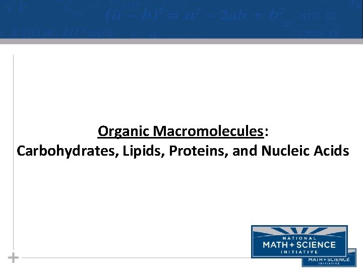 Organic Macromolecules: Carbohydrates, Lipids, Proteins, and Nucleic Acids 