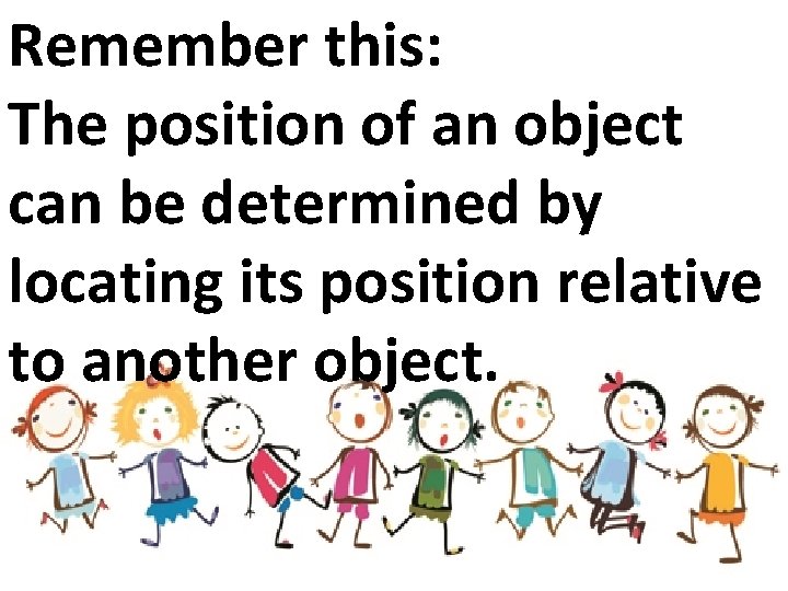 Remember this: The position of an object can be determined by locating its position