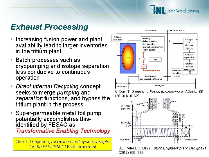 Exhaust Processing • Increasing fusion power and plant availability lead to larger inventories in