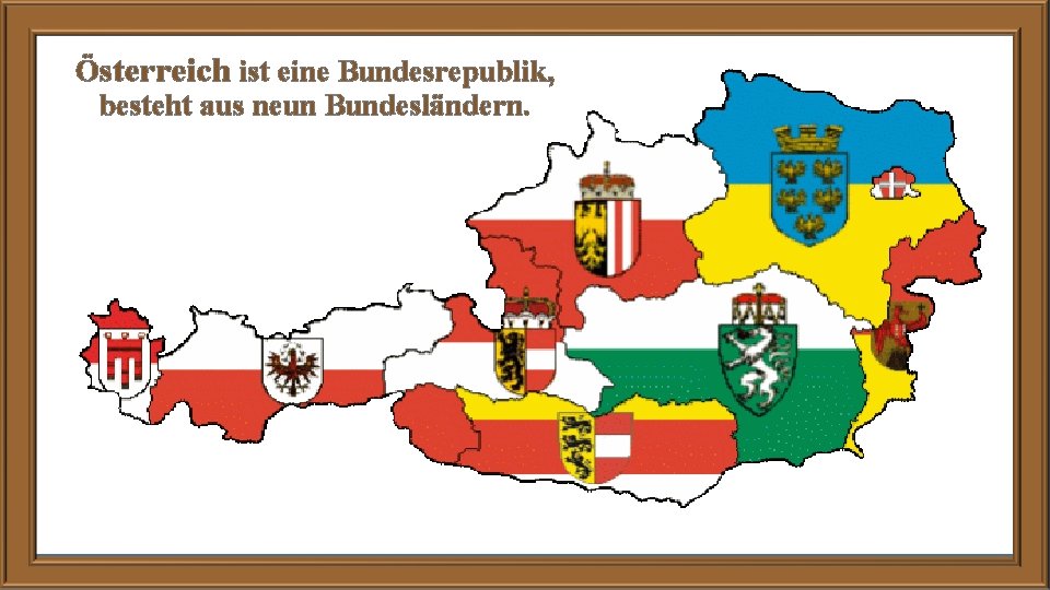 Österreich ist eine Bundesrepublik, besteht aus neun Bundesländern. 