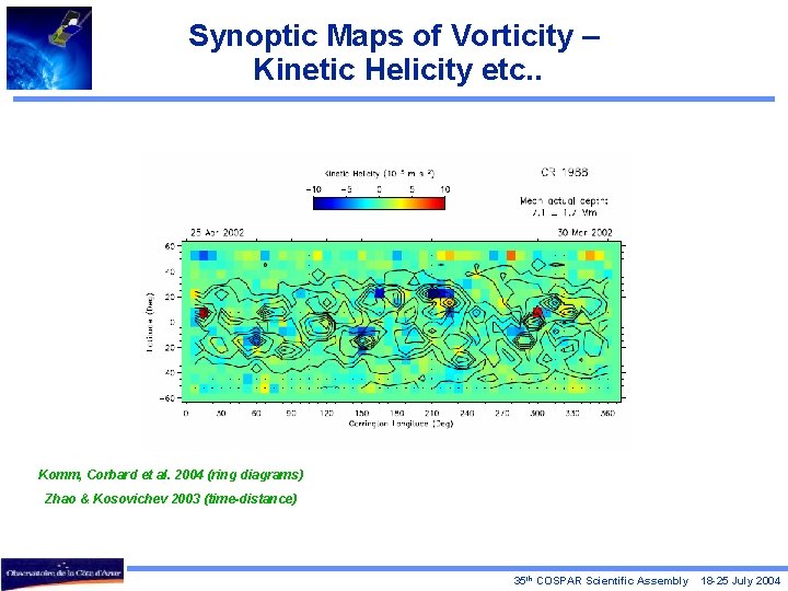 Synoptic Maps of Vorticity – Kinetic Helicity etc. . Komm, Corbard et al. 2004