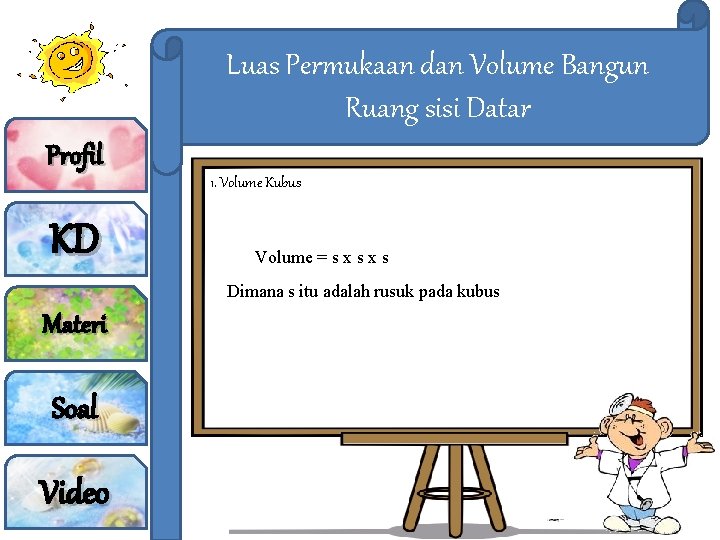 Luas Permukaan dan Volume Bangun Ruang sisi Datar Profil KD 1. Volume Kubus Volume