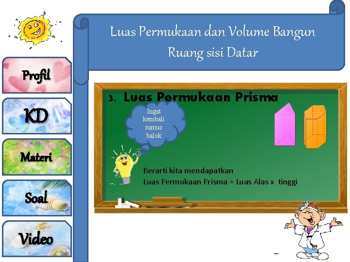 Luas Permukaan dan Volume Bangun Ruang sisi Datar Profil 3. Luas Permukaan Prisma KD