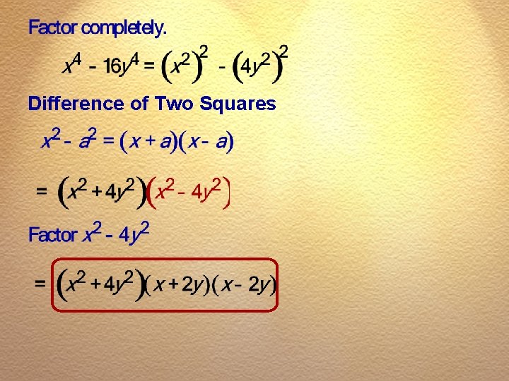 Difference of Two Squares 