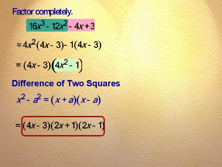 Difference of Two Squares 