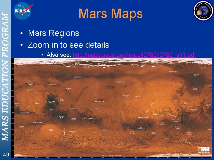 Mars Maps • Mars Regions • Zoom in to see details • Also see: