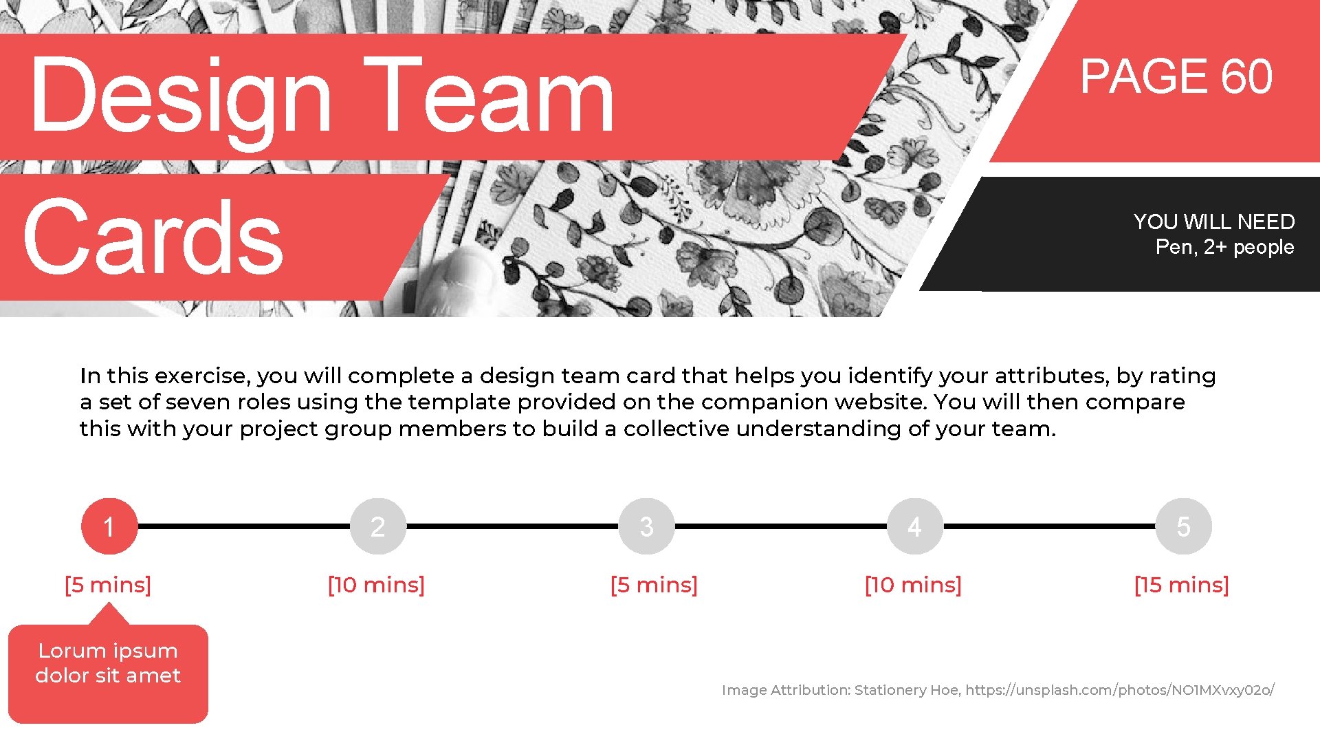 Design Team Cards PAGE 60 YOU WILL NEED Pen, 2+ people In this exercise,