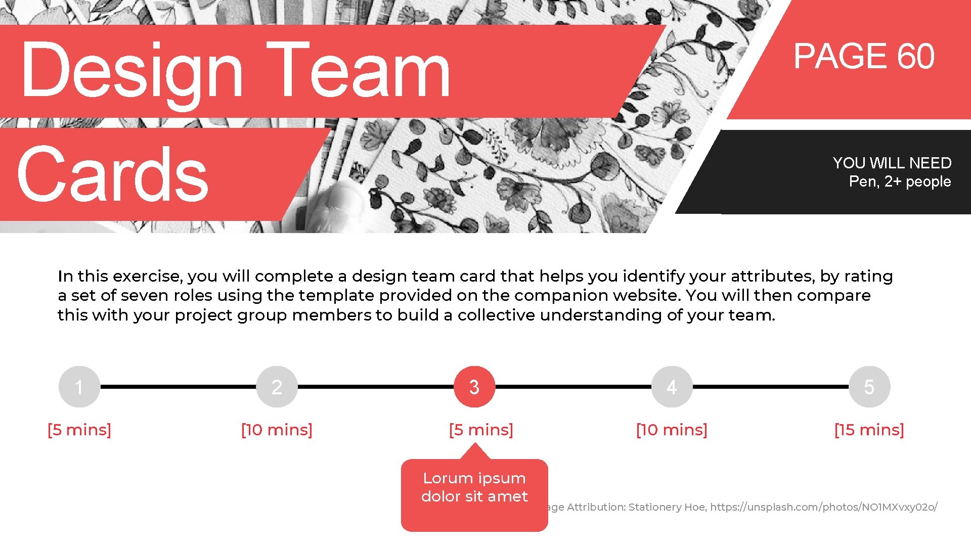 Design Team Cards PAGE 60 YOU WILL NEED Pen, 2+ people In this exercise,