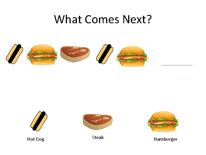 What Comes Next? Hot Dog Steak Hamburger 