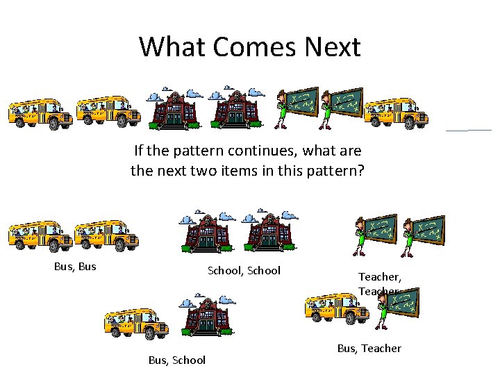 What Comes Next If the pattern continues, what are the next two items in