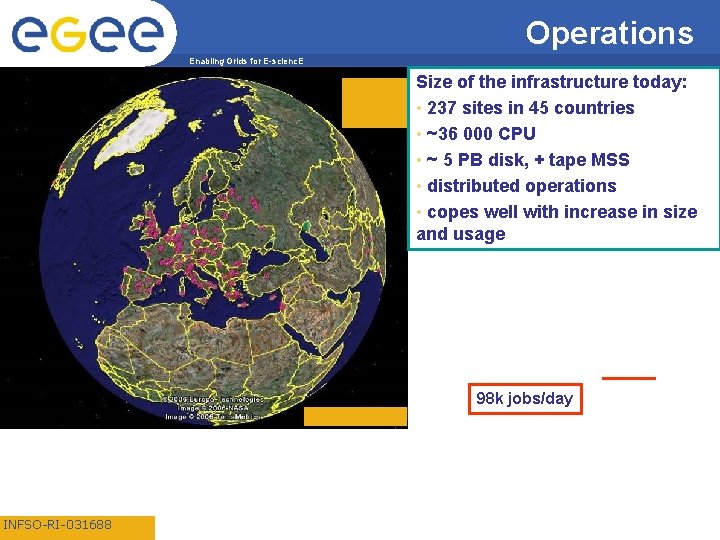 Operations Enabling Grids for E-scienc. E Size of the infrastructure today: • 237 sites