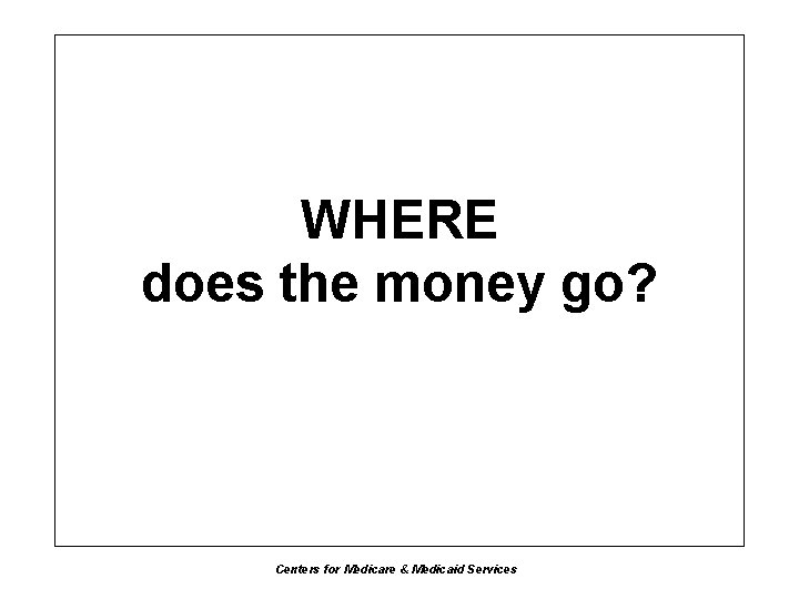 WHERE does the money go? Centers for Medicare & Medicaid Services 