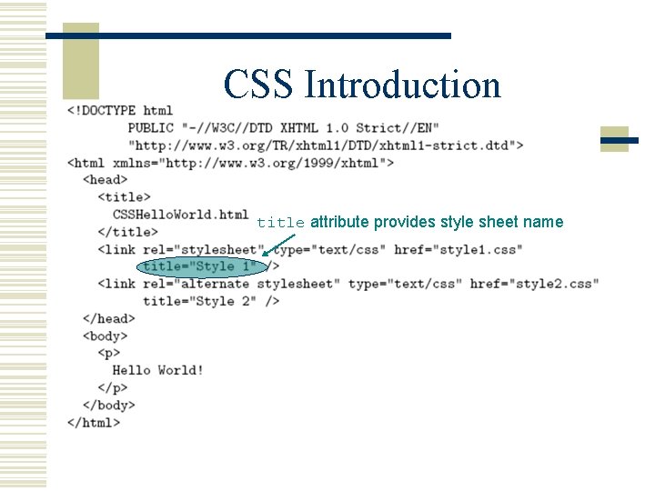 CSS Introduction title attribute provides style sheet name 