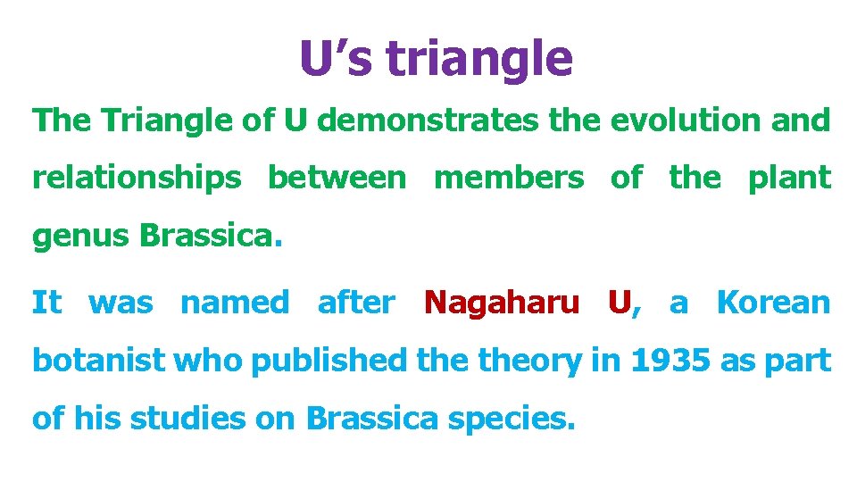 U’s triangle The Triangle of U demonstrates the evolution and relationships between members of