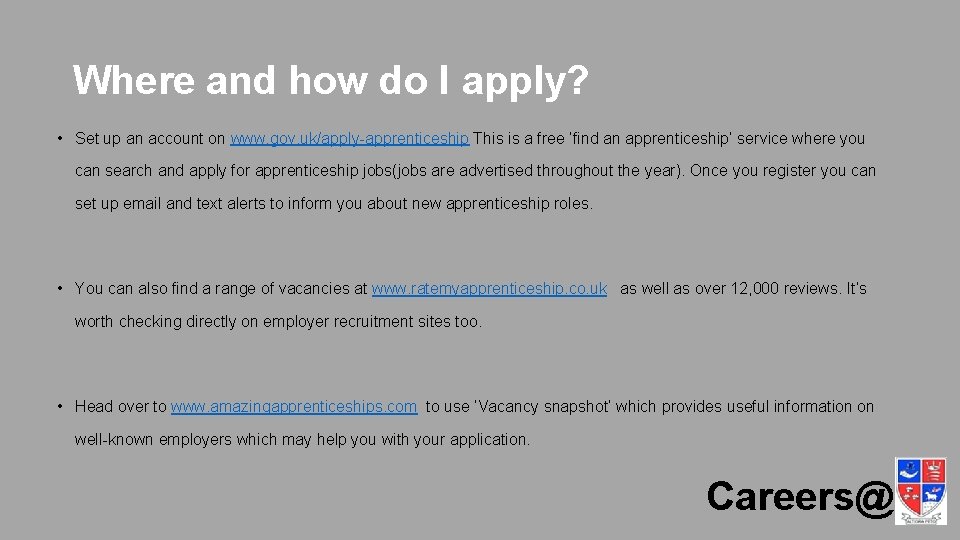 Where and how do I apply? • Set up an account on www. gov.