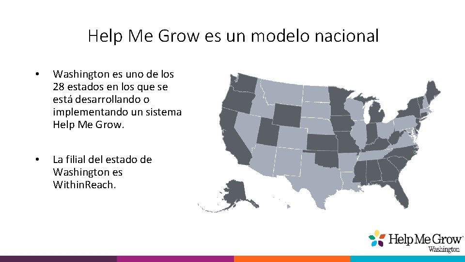 Help Me Grow es un modelo nacional • Washington es uno de los 28