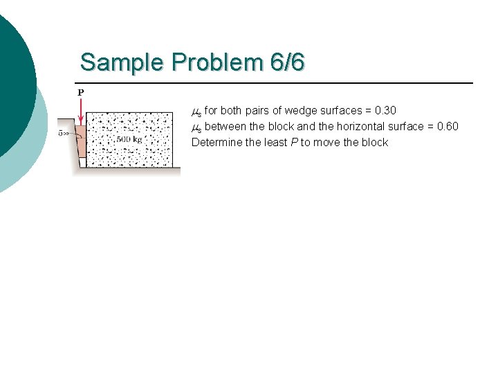 Sample Problem 6/6 s for both pairs of wedge surfaces = 0. 30 s