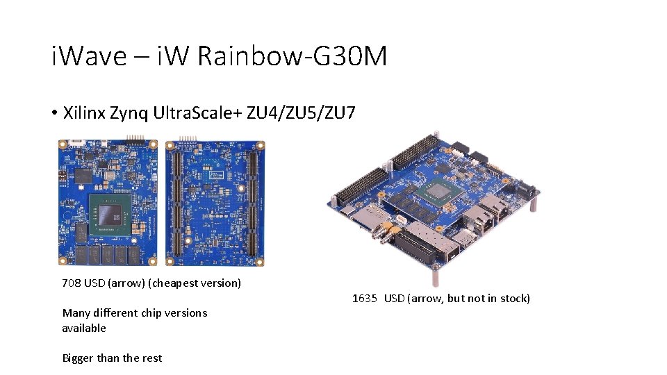 i. Wave – i. W Rainbow-G 30 M • Xilinx Zynq Ultra. Scale+ ZU