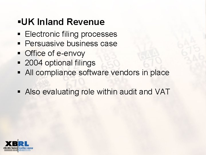 §UK Inland Revenue § § § Electronic filing processes Persuasive business case Office of